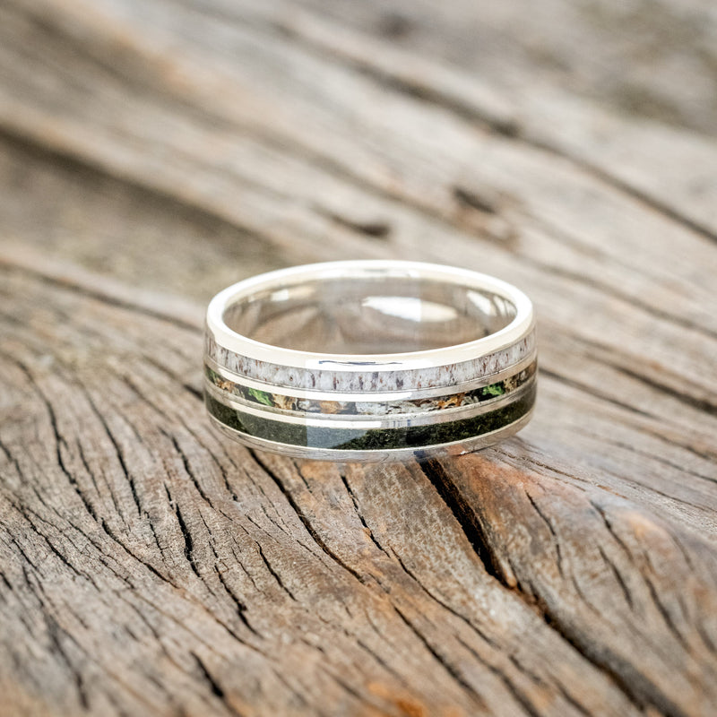 "RIO" - MOSS, CAMO & ANTLER WEDDING BAND-6