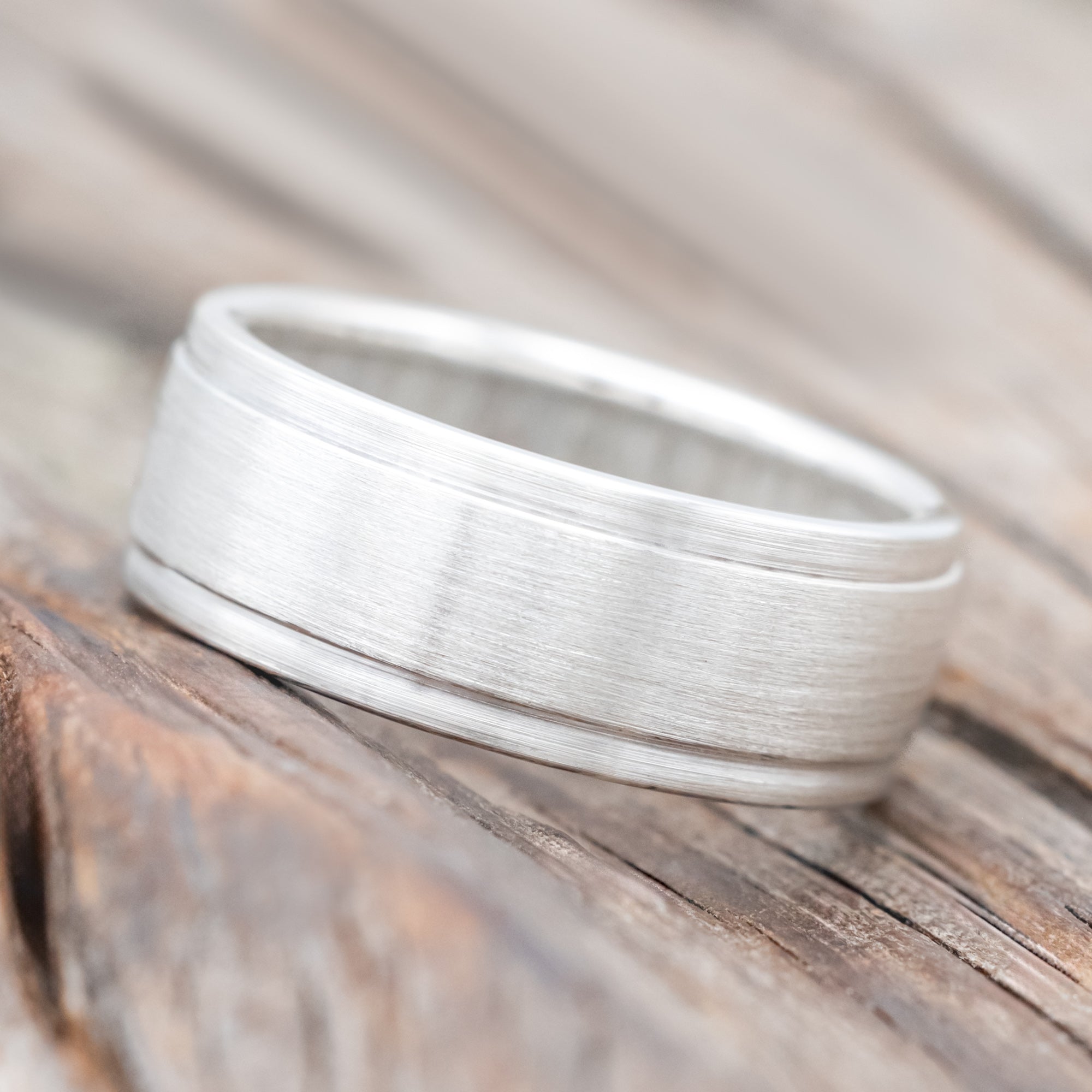 "SEDONA" - ANTLER LINED WEDDING RING WITH A BRUSHED FINISH-Staghead Designs
