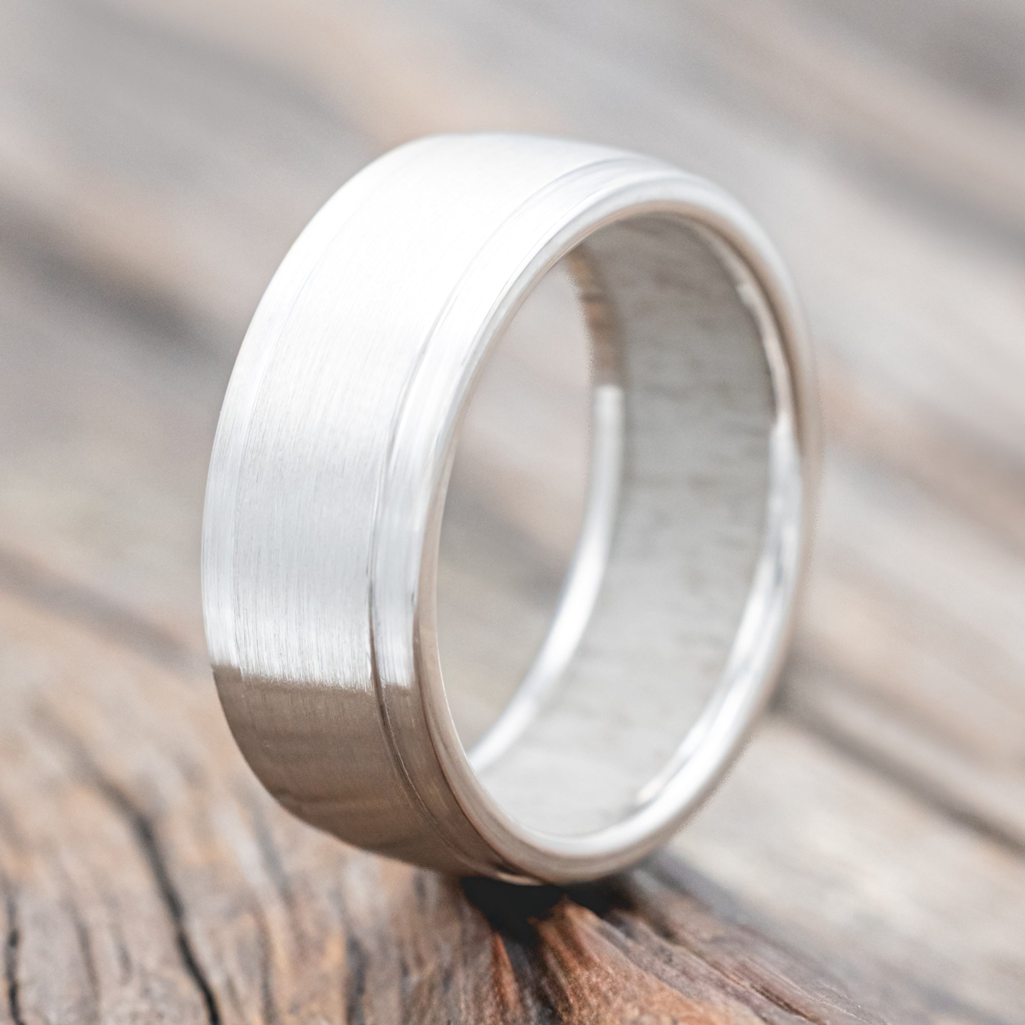 "SEDONA" - ANTLER LINED WEDDING RING WITH A BRUSHED FINISH-Staghead Designs
