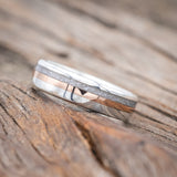 "TANNER" -DIAMOND DUST & 14K GOLD INLAY WEDDING BAND