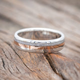 "TANNER" -DIAMOND DUST & 14K GOLD INLAY WEDDING BAND