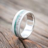 "TANNER" - MALACHITE & ANTLER WEDDING BAND WITH A SANDBLASTED FINISH-Staghead Designs