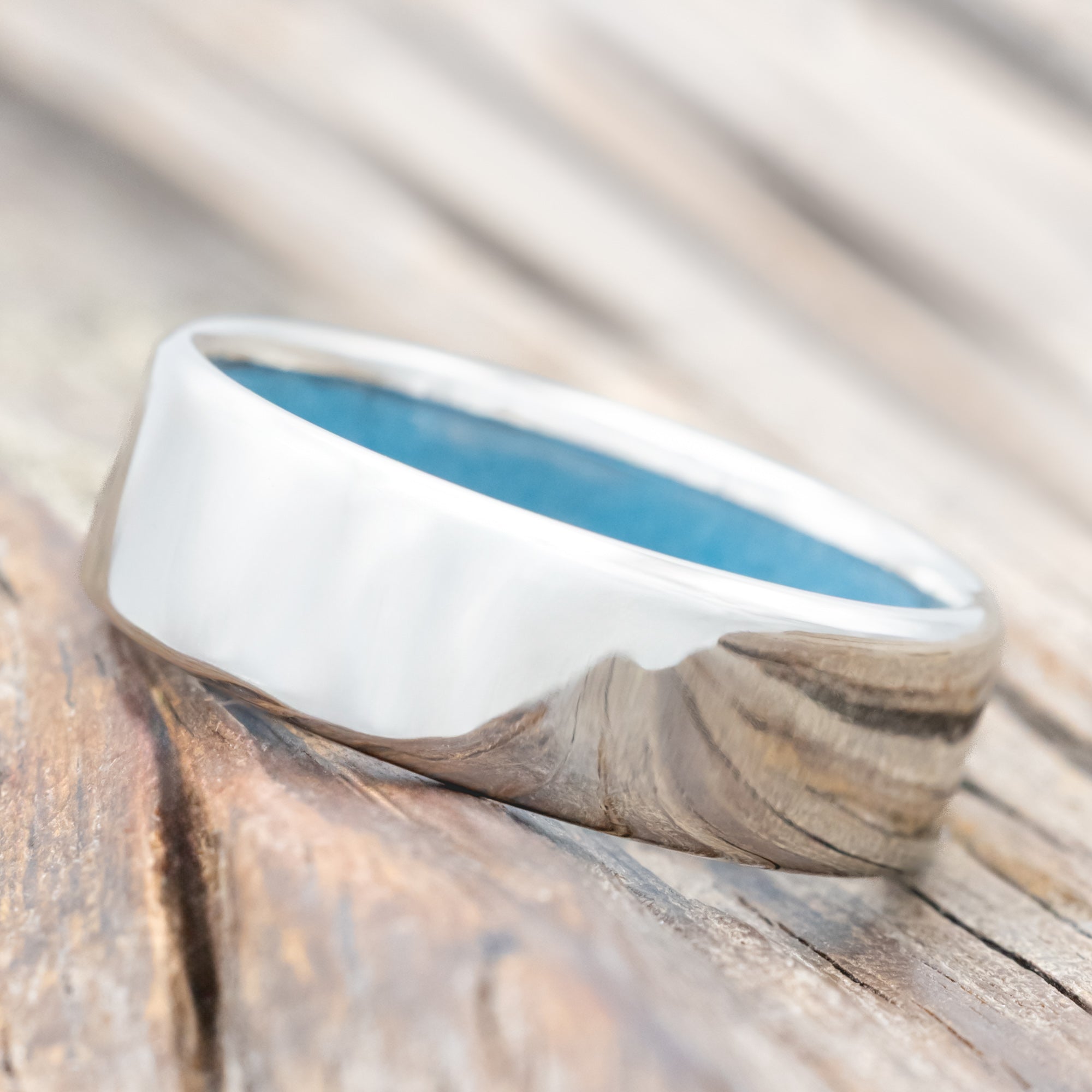 TURQUOISE LINED WEDDING BAND-Staghead Designs