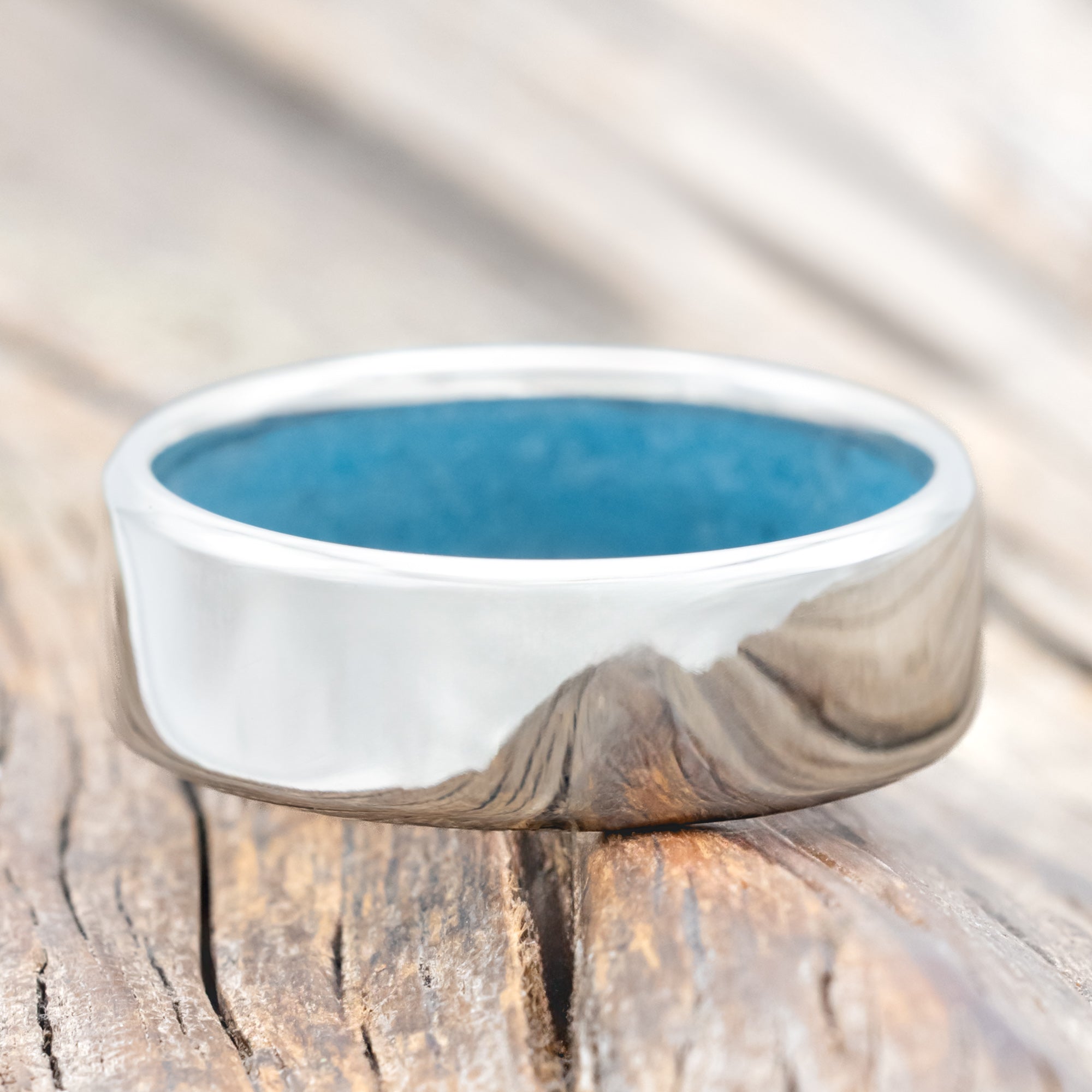 TURQUOISE LINED WEDDING BAND-Staghead Designs