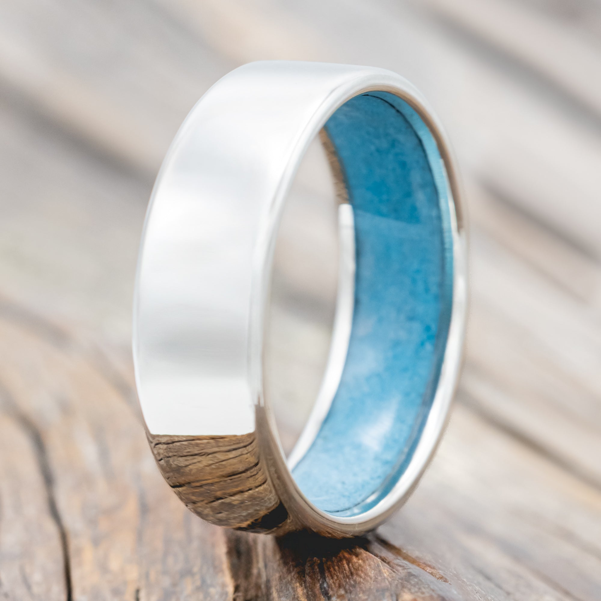 TURQUOISE LINED WEDDING BAND-Staghead Designs