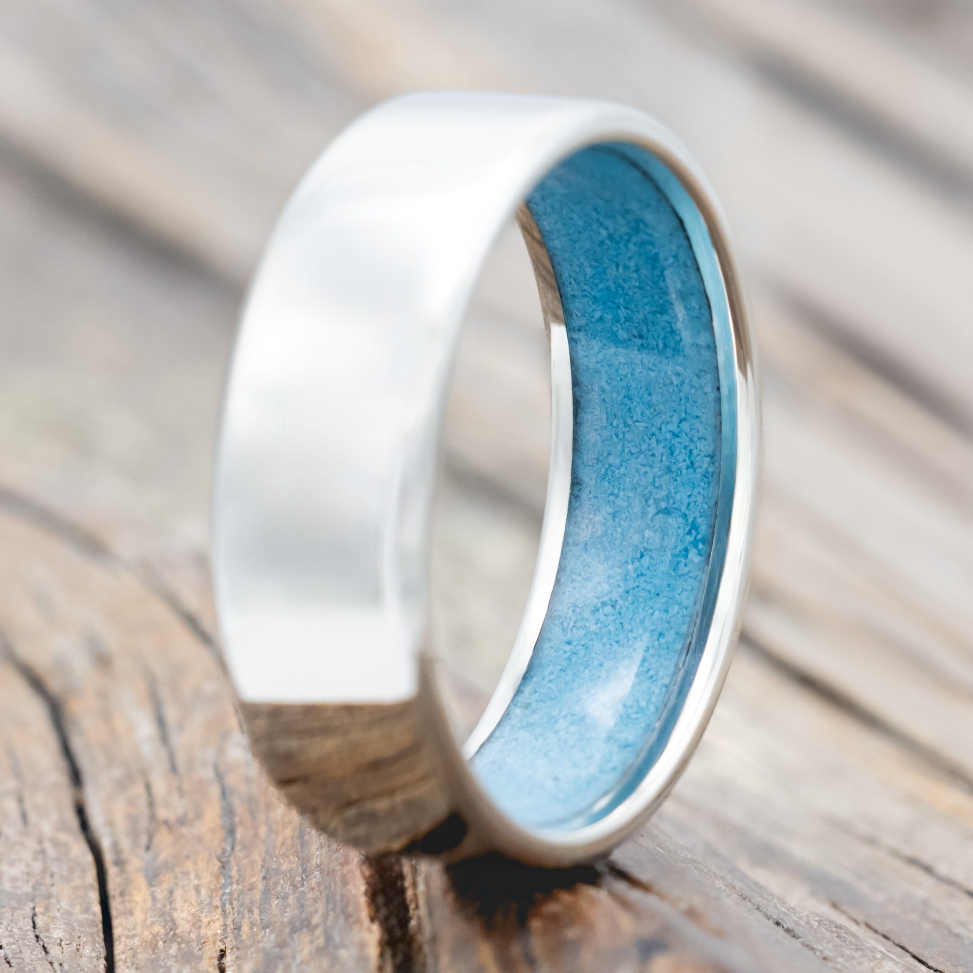 TURQUOISE LINED WEDDING BAND-Staghead Designs