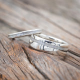 "VERTIGO" - MATCHING SET OF MOTHER OF PEARL WEDDING BANDS-Staghead Designs