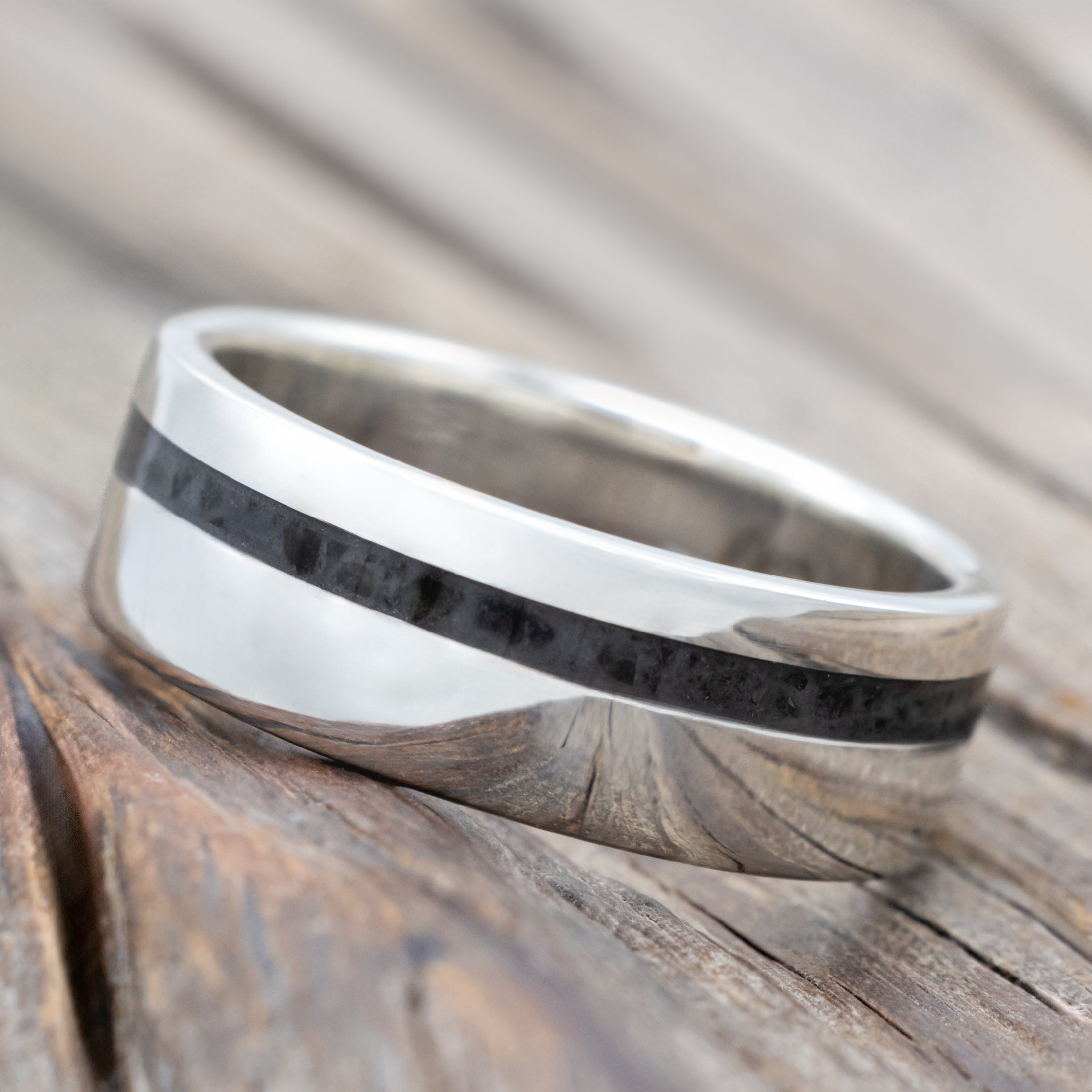 "Vertigo" - Moldavite Wedding Band