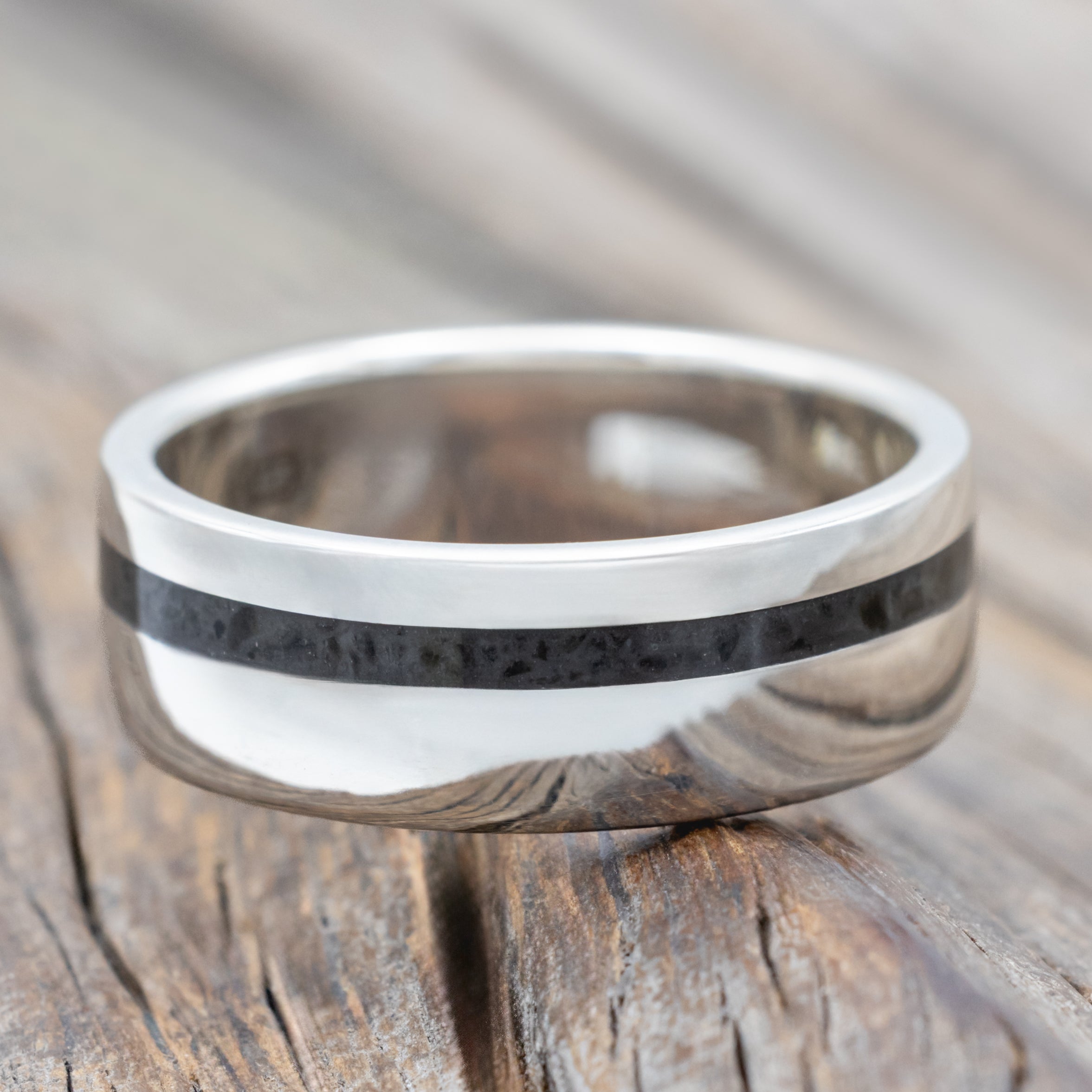 "Vertigo" - Moldavite Wedding Band