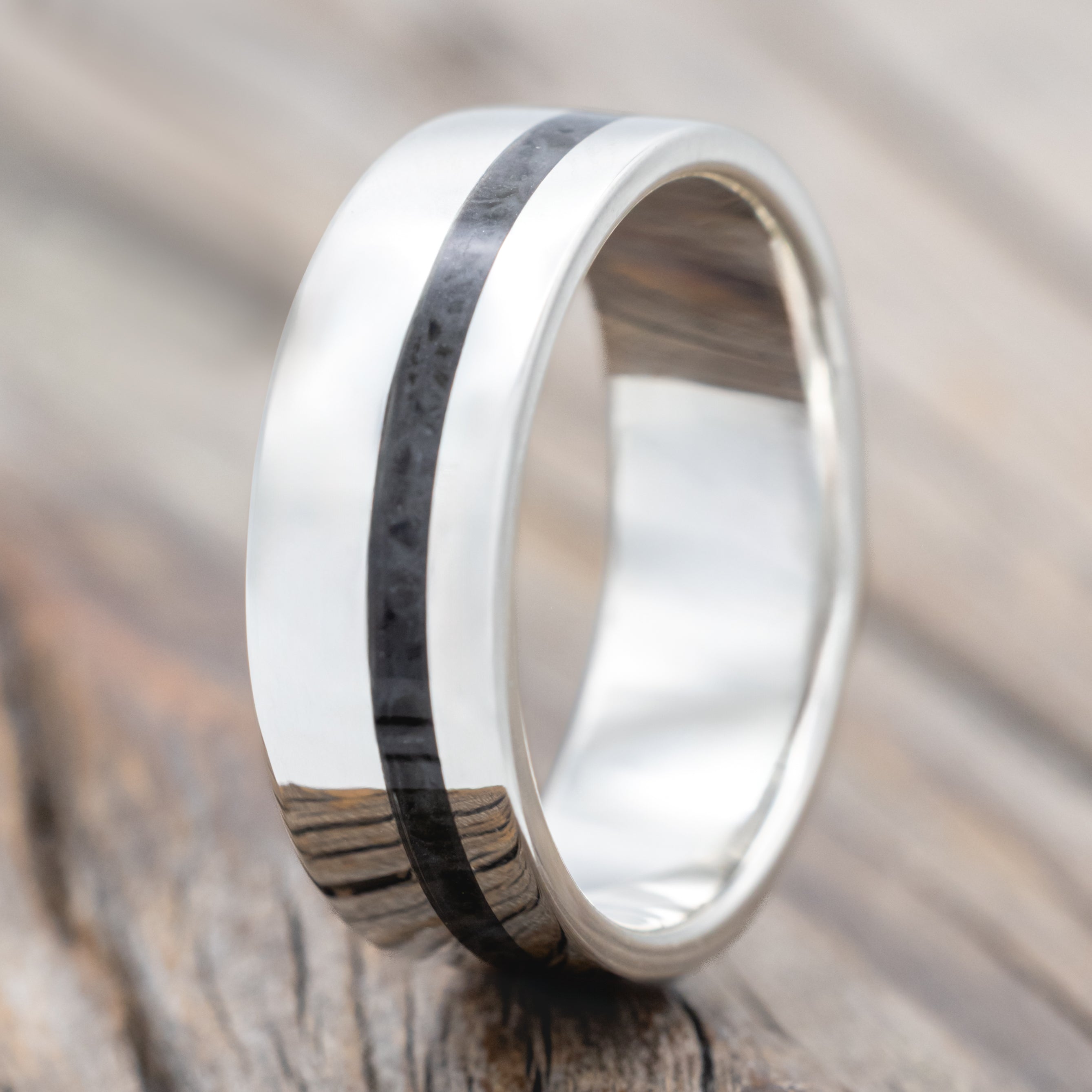 "Vertigo" - Moldavite Wedding Band