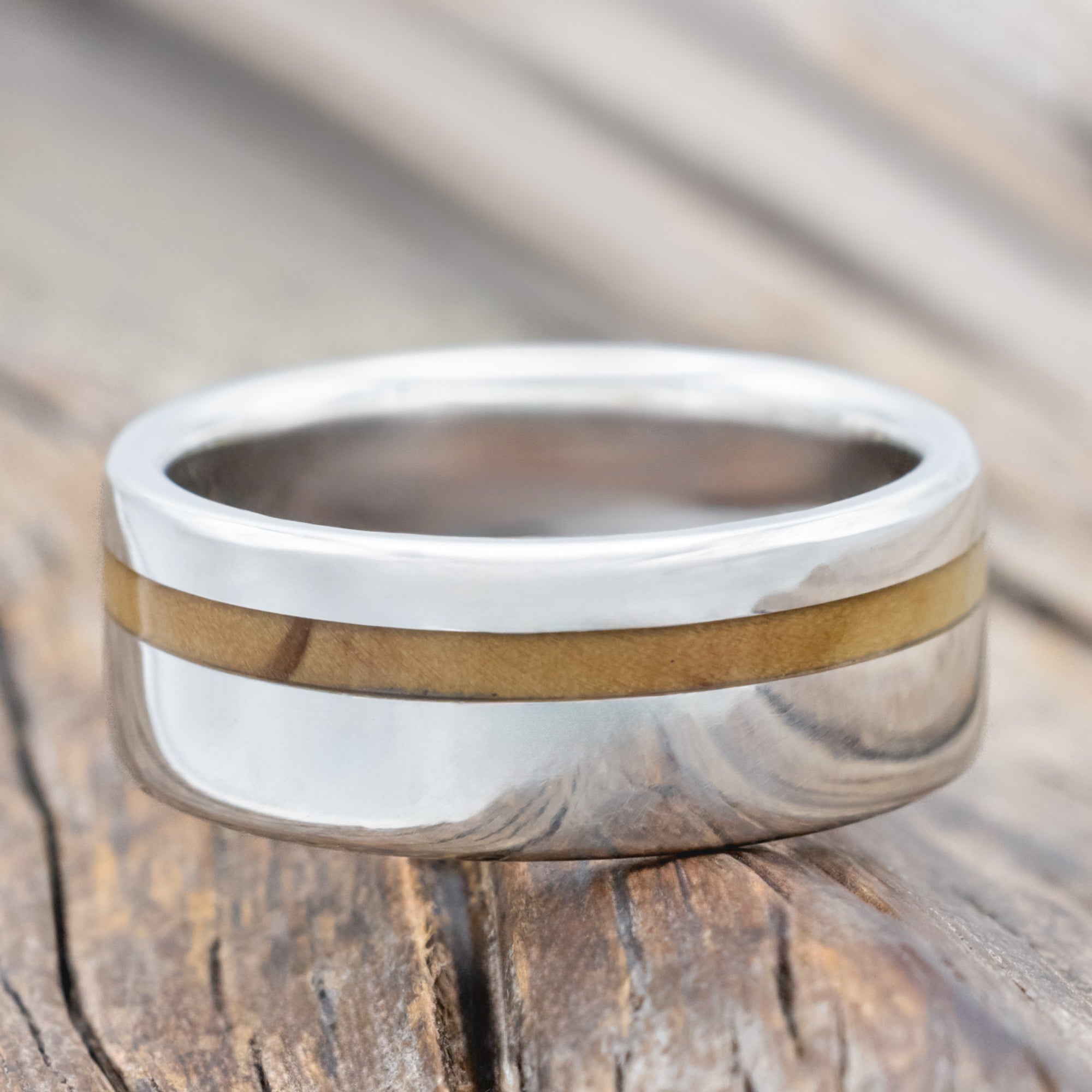 "Vertigo" - Bethlehem Olive Wood Wedding Band-Staghead Designs