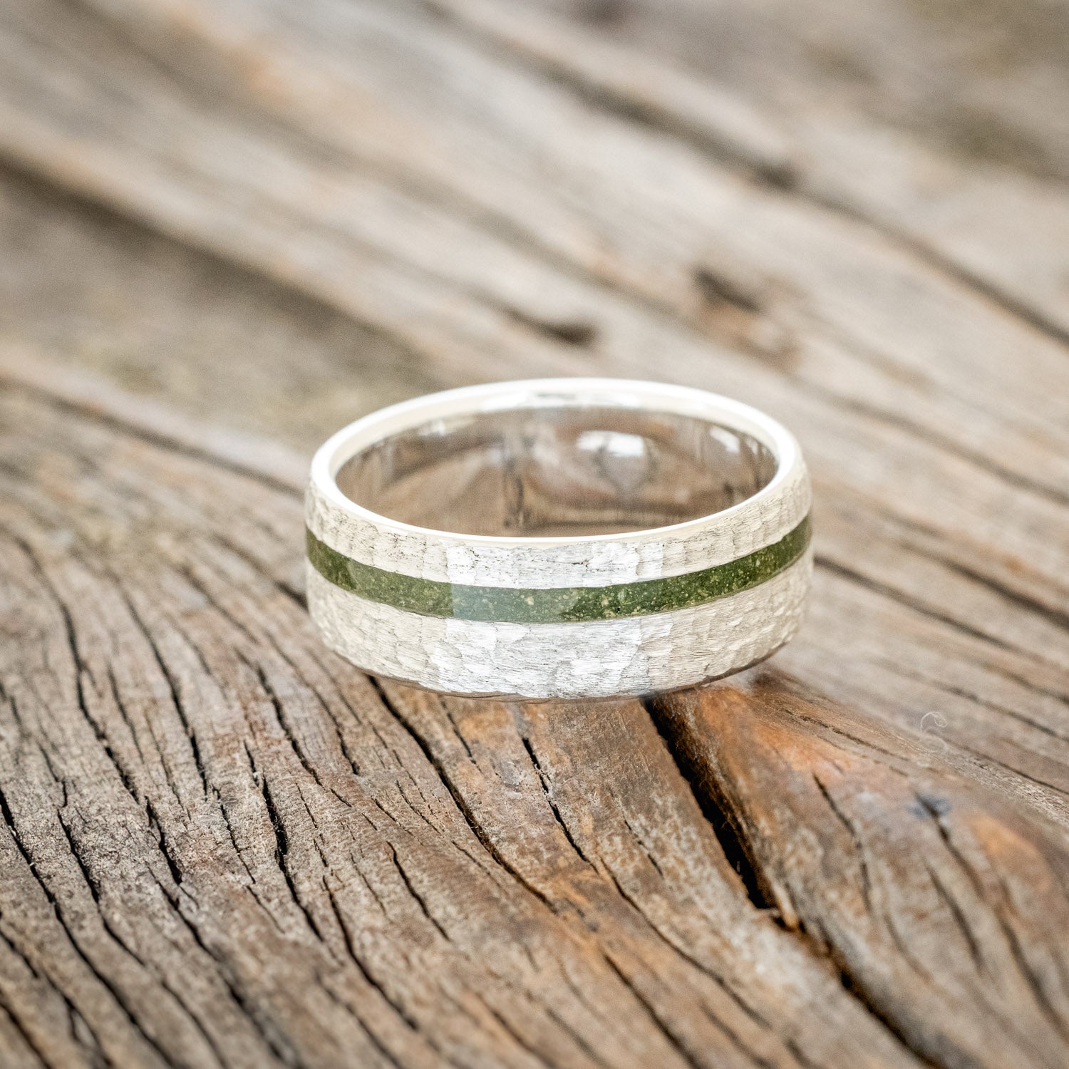 "VERTIGO" - MOSS WEDDING BAND WITH A HAMMERED FINISH-9