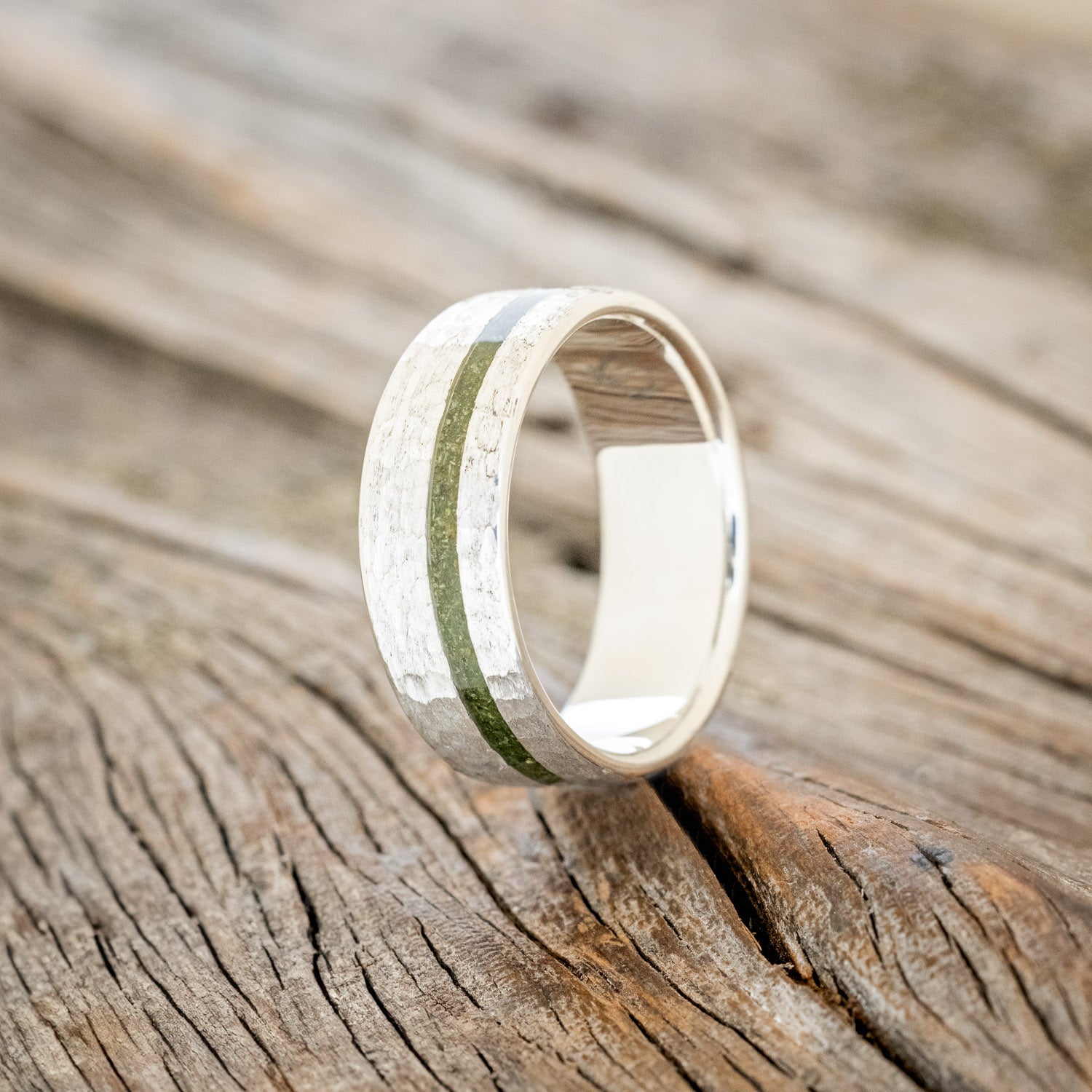 "VERTIGO" - MOSS WEDDING BAND WITH A HAMMERED FINISH-7