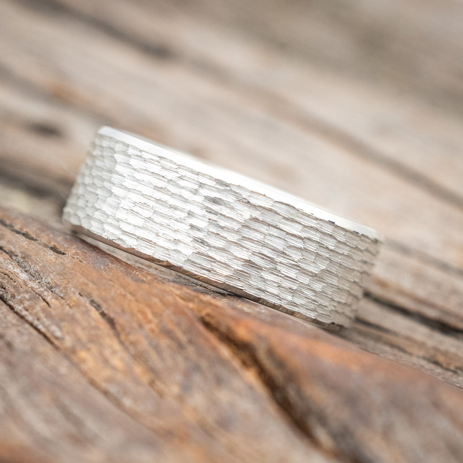 SOLID METAL WEDDING BAND WITH HAMMERED FINISH-Staghead Designs