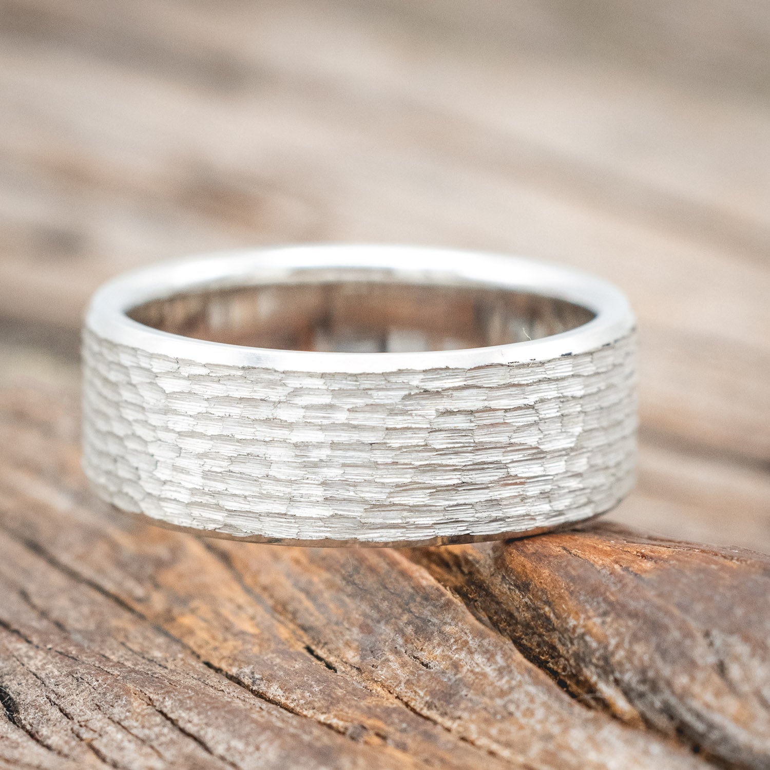 SOLID METAL WEDDING BAND WITH HAMMERED FINISH-Staghead Designs