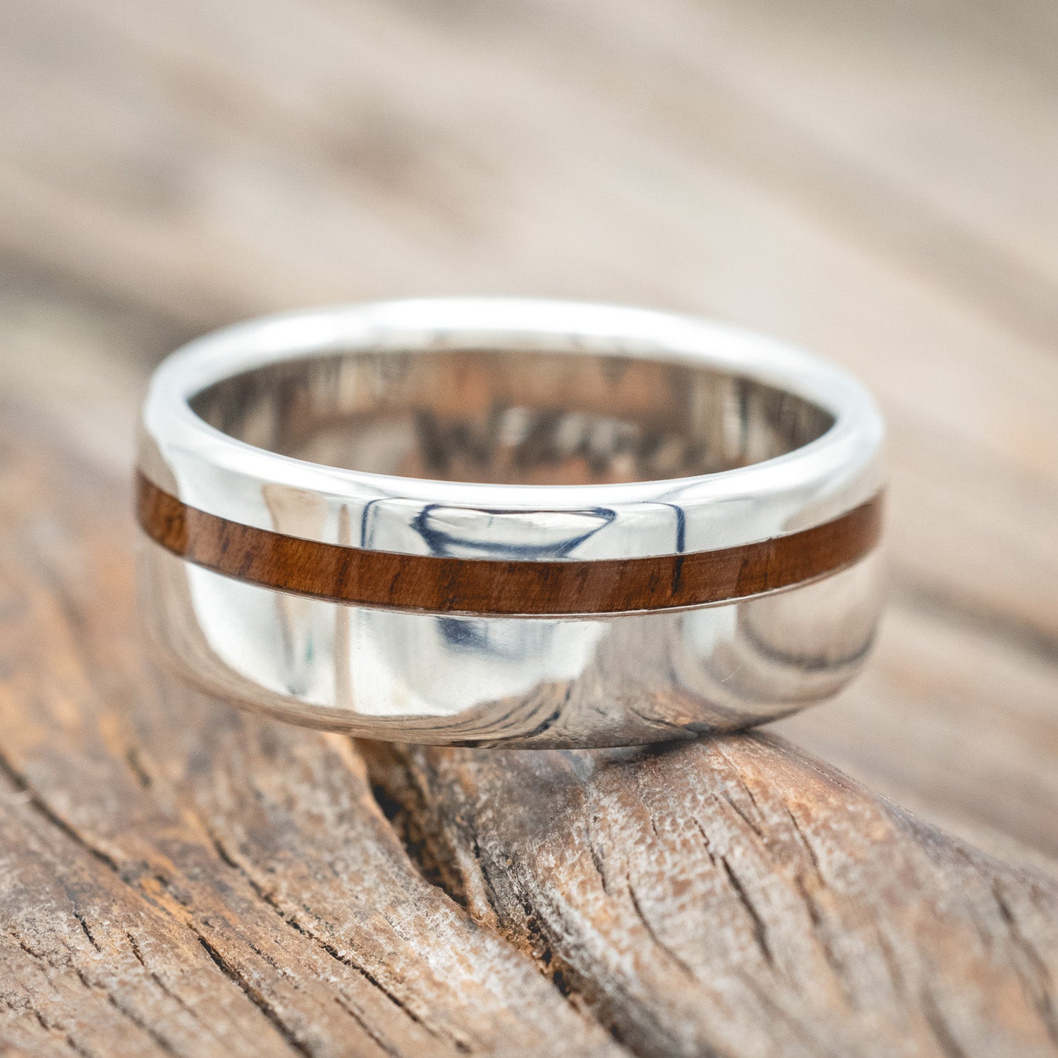 "VERTIGO" - OFFSET KOA WOOD WEDDING BAND-Staghead Designs