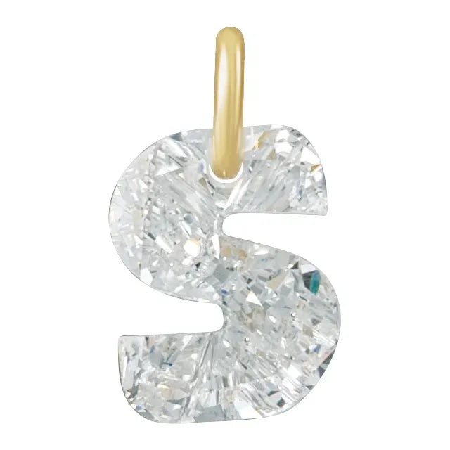 Diamond pendant shaped like the letter 'S' on a white background