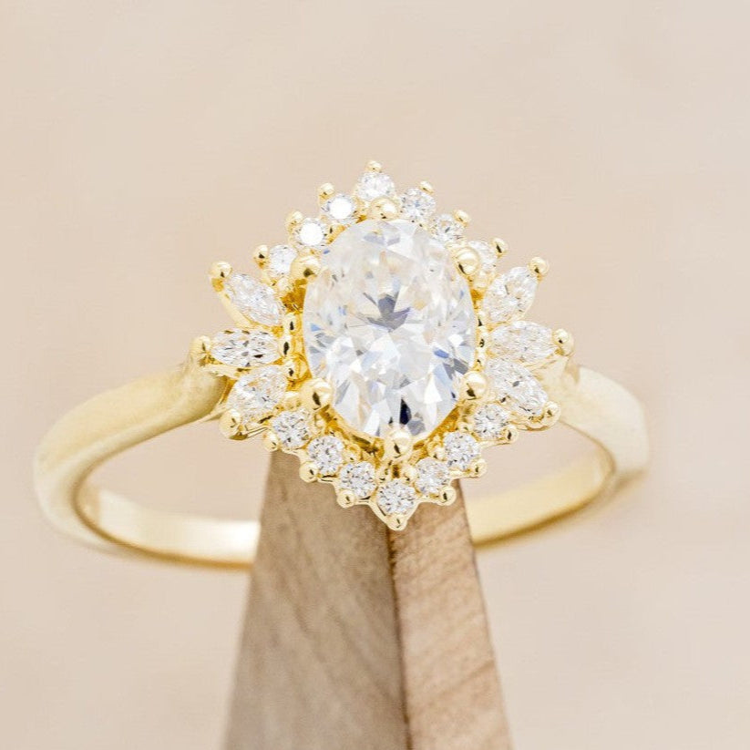 "SKYLAR" - OVAL MOISSANITE ENGAGEMENT RING WITH A DIAMOND HALO-1