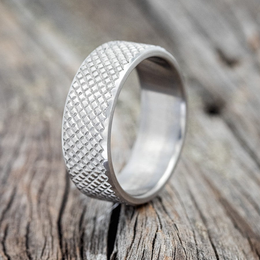 SOLID METAL WEDDING BAND WITH KNURLED FINISH-1