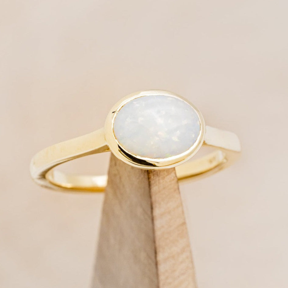 SOLITAIRE BEZEL SET OVAL AUSTRALIAN CRYSTAL OPAL ENGAGEMENT RING-1