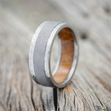 "SEDONA" - WHISKEY BARREL LINED WEDDING RING WITH A FINISH OF YOUR CHOICE - READY TO SHIP