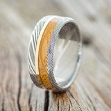 "TANNER" - TWO INLAY WEDDING BAND-Staghead Designs