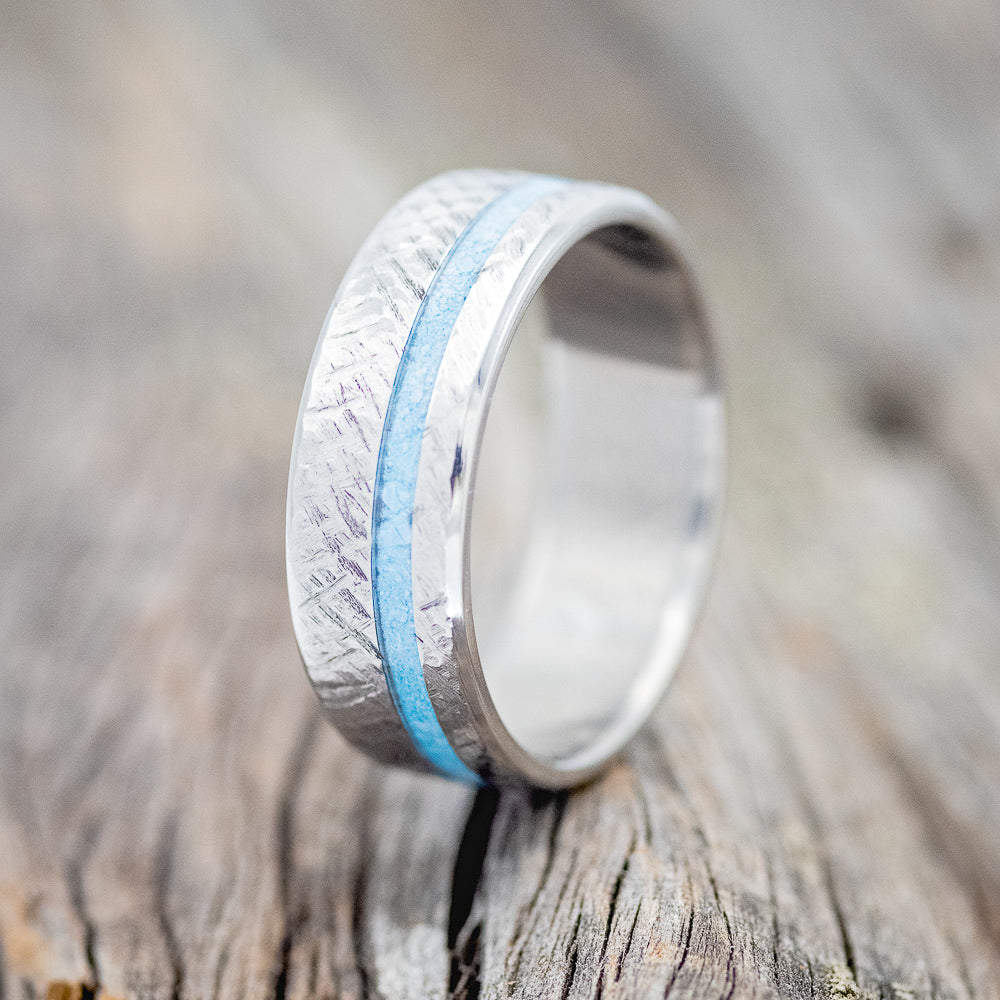 "VERTIGO" - TURQUOISE INLAY WEDDING BAND - READY TO SHIP-Staghead Designs