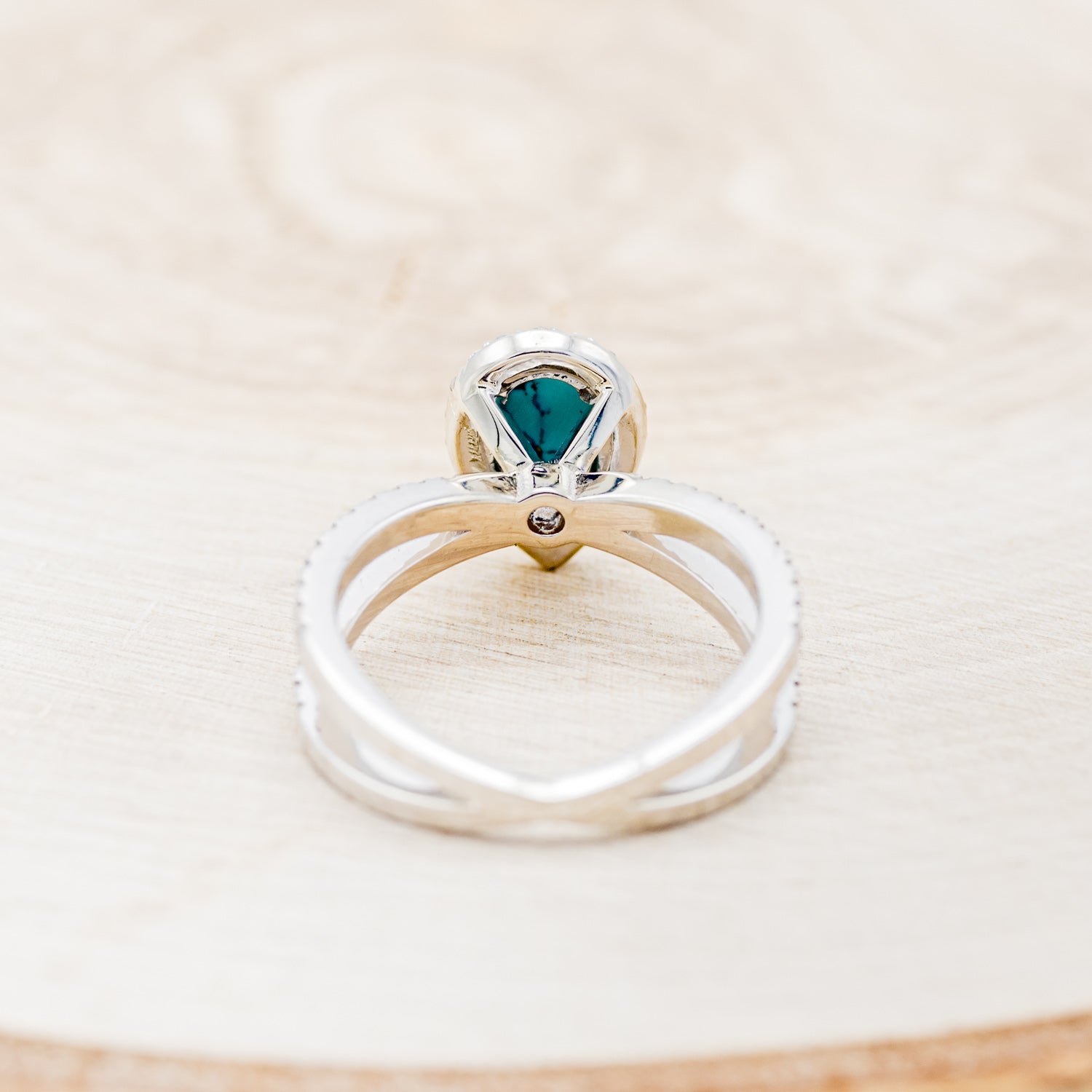 MATCHING SET OF "NALA" PEAR TURQUOISE ENGAGEMENT RINGS-7