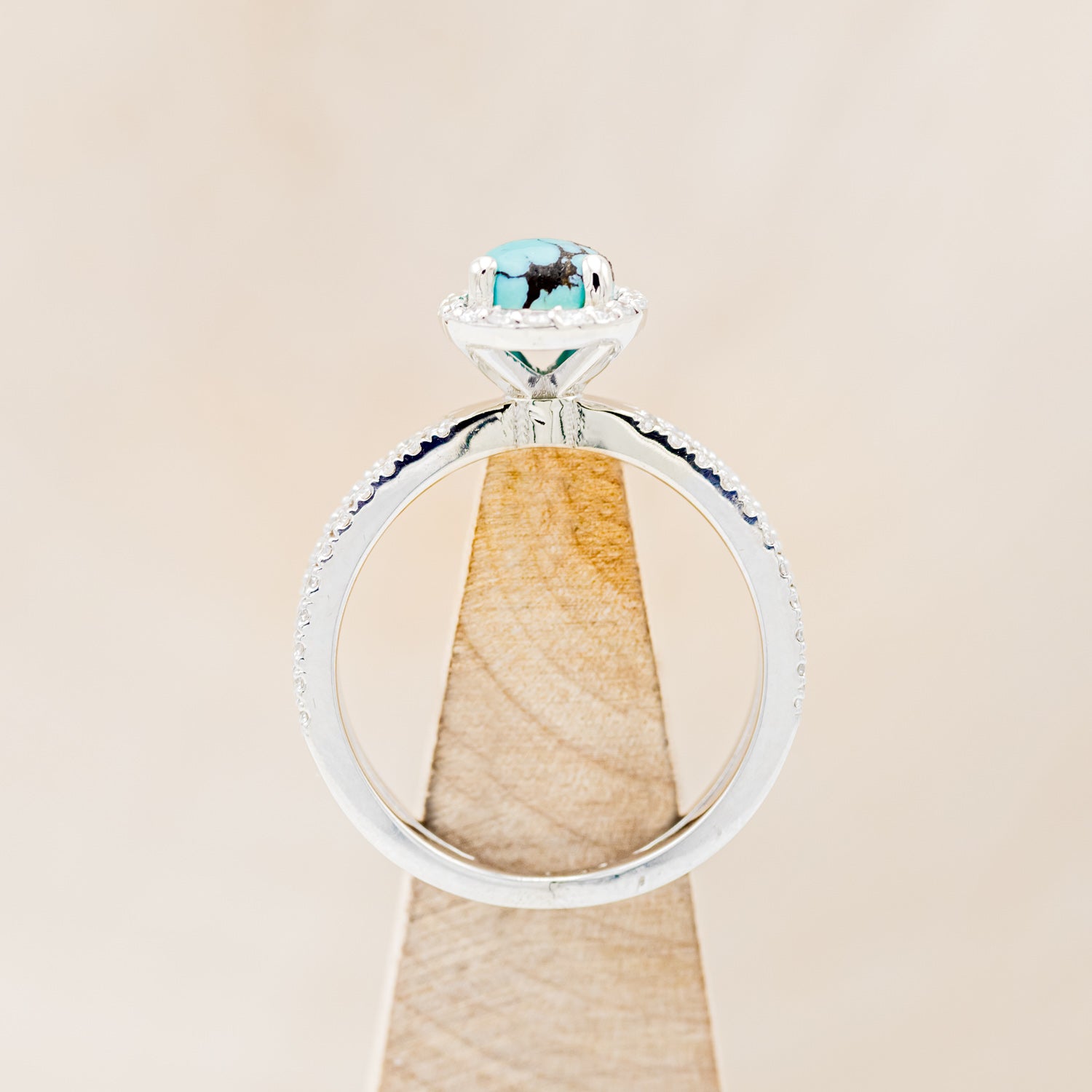 MATCHING SET OF "NALA" PEAR TURQUOISE ENGAGEMENT RINGS-8