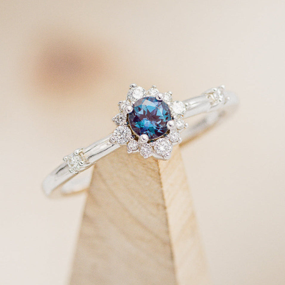 "STARLA" - ROUND CUT ENGAGEMENT RING WITH STARBURST DIAMOND HALO-22