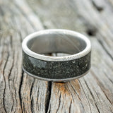 "RAINIER" - PYRITE WEDDING RING - DAMASCUS STEEL - SIZE 8 3/4-1