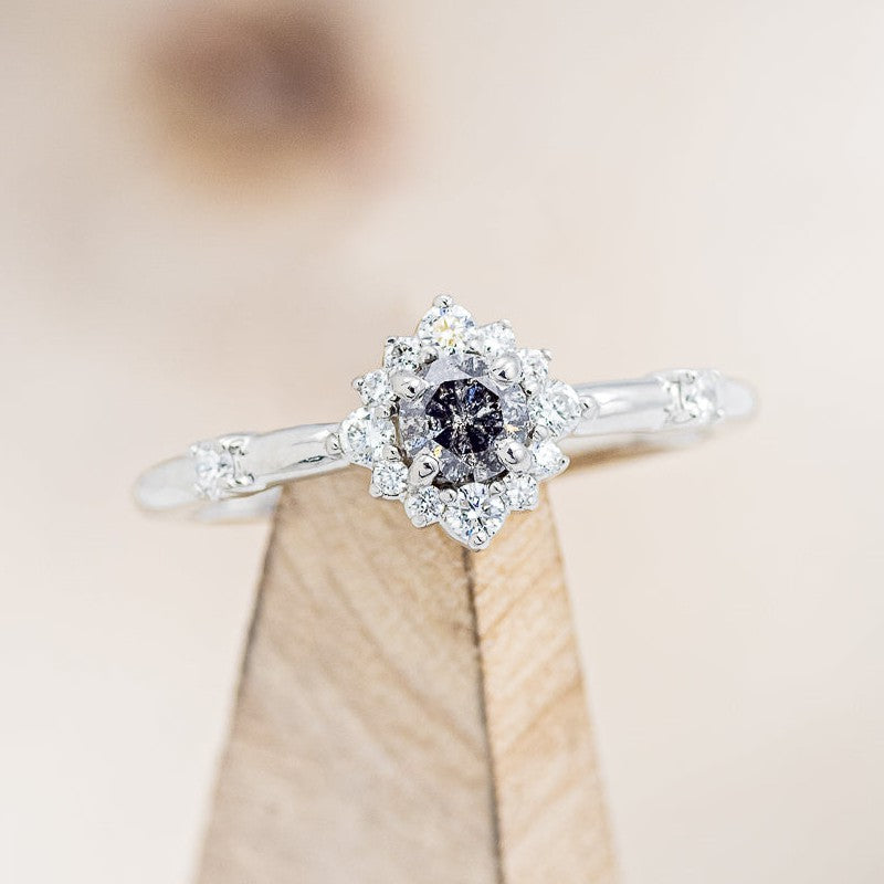 "STARLA" - ROUND CUT ENGAGEMENT RING WITH STARBURST DIAMOND HALO-3