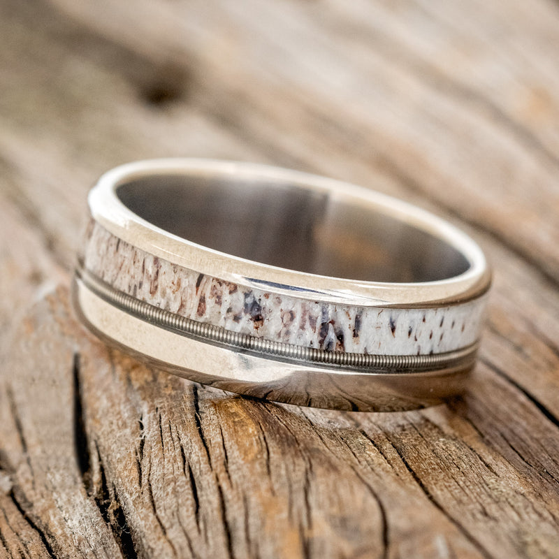 "TANNER" - TWO INLAY WEDDING BAND-Staghead Designs