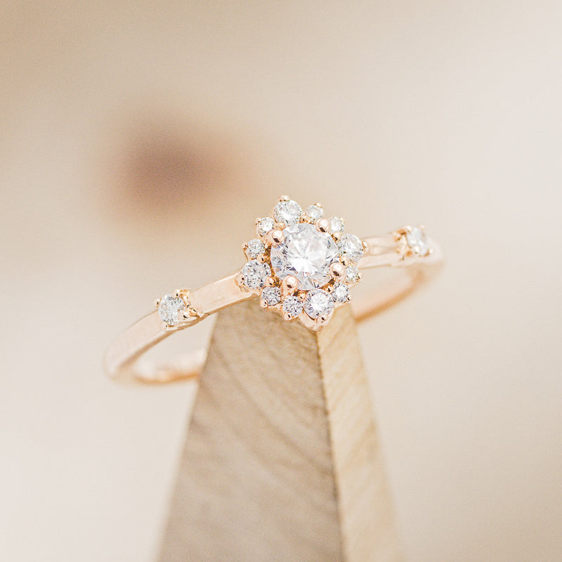 "STARLA" - ROUND CUT ENGAGEMENT RING WITH STARBURST DIAMOND HALO-25