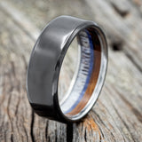 "ARGOS" - ANTLER, WHISKEY BARREL OAK & LAPIS LAZULI WEDDING RING-1