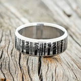 "ASPEN" - CUSTOM EMBOSSED FOREST WEDDING BAND - TITANIUM - SIZE 8 3/4-3