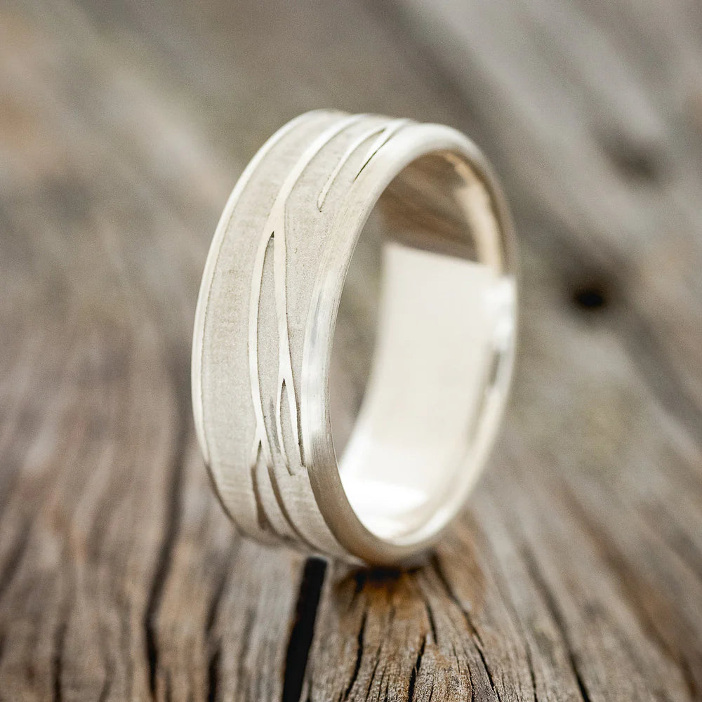 "Legacy" - Channel Embossed Branches Wedding Band - Silver (8MM) - Size 7