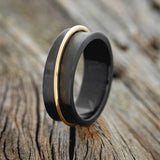 "ROTARY" - 14K YELLOW GOLD SPINNER WEDDING RING - BLACK ZIRCONIUM (6mm) - SIZE 8 1/4-1