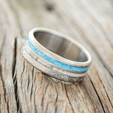 "COSMO" - ANTLER & TURQUOISE WEDDING BAND - READY TO SHIP