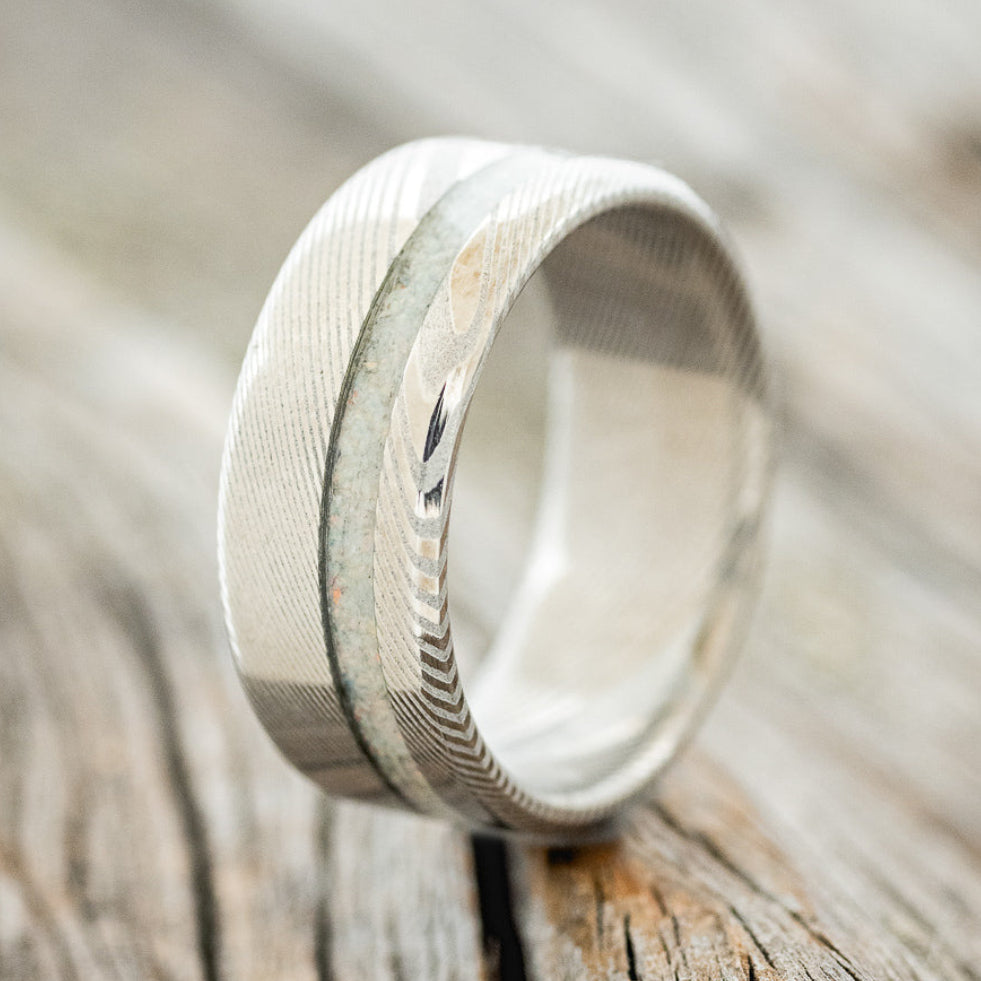 "VERTIGO" - WEDDING BAND WITH SINGLE INLAY-Staghead Designs