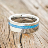 "VERTIGO" - BLUE OPAL WEDDING BAND - TUNGSTEN - SIZE 12-2