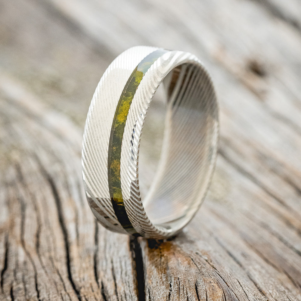 "VERTIGO" - WEDDING BAND WITH SINGLE INLAY-Staghead Designs
