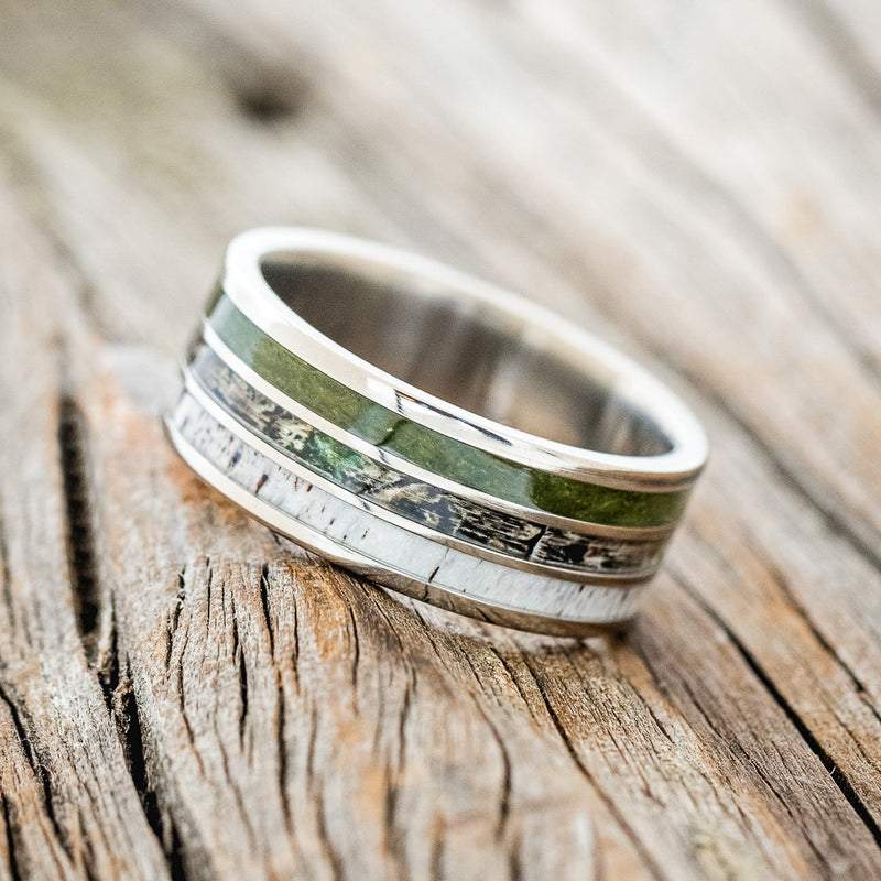 "RIO" - MOSS, CAMO & ANTLER WEDDING BAND-2