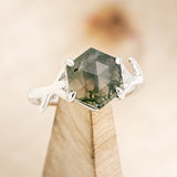 "ARTEMIS" - HEXAGON MOSS AGATE ENGAGEMENT RING - READY TO SHIP-Staghead Designs