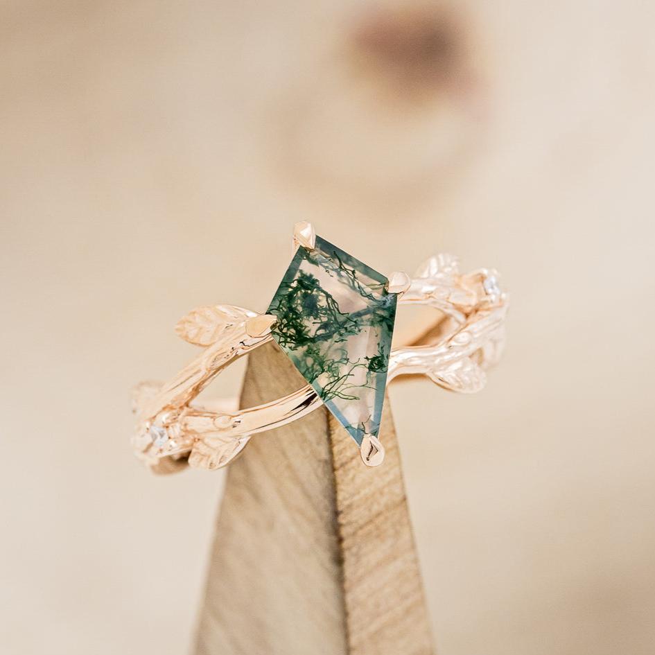 "ARTEMIS ON THE VINE" - KITE CUT ENGAGEMENT RING WITH DIAMOND ACCENTS-6