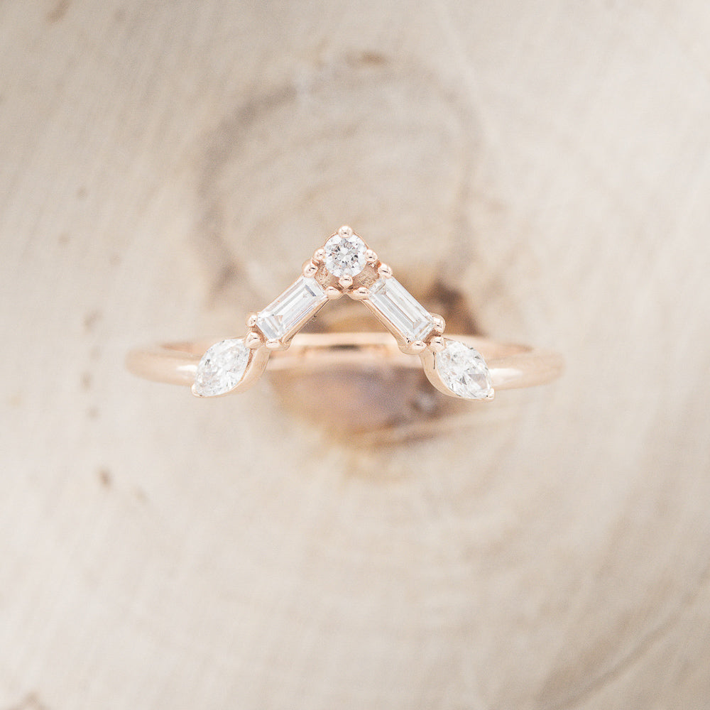 "TREVA" - OVAL MOSS AGATE ENGAGEMENT RING WITH DIAMOND ACCENTS & "MELODY" TRACER-16