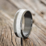 "TANNER" - WHITE CARBON FIBER WEDDING RING - BLACK ZIRCONIUM - SIZE 13-1