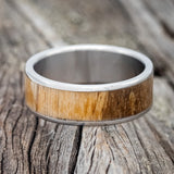 "RAINIER" - SPALTED MAPLE WOOD WEDDING BAND - TITANIUM - SIZE 9-4