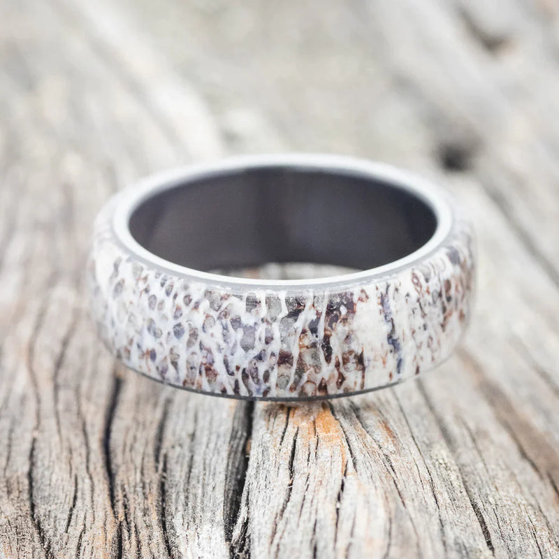 "HAVEN" - ANTLER WEDDING BAND - BLACK ZIRCONIUM - SIZE 8 1/2-3