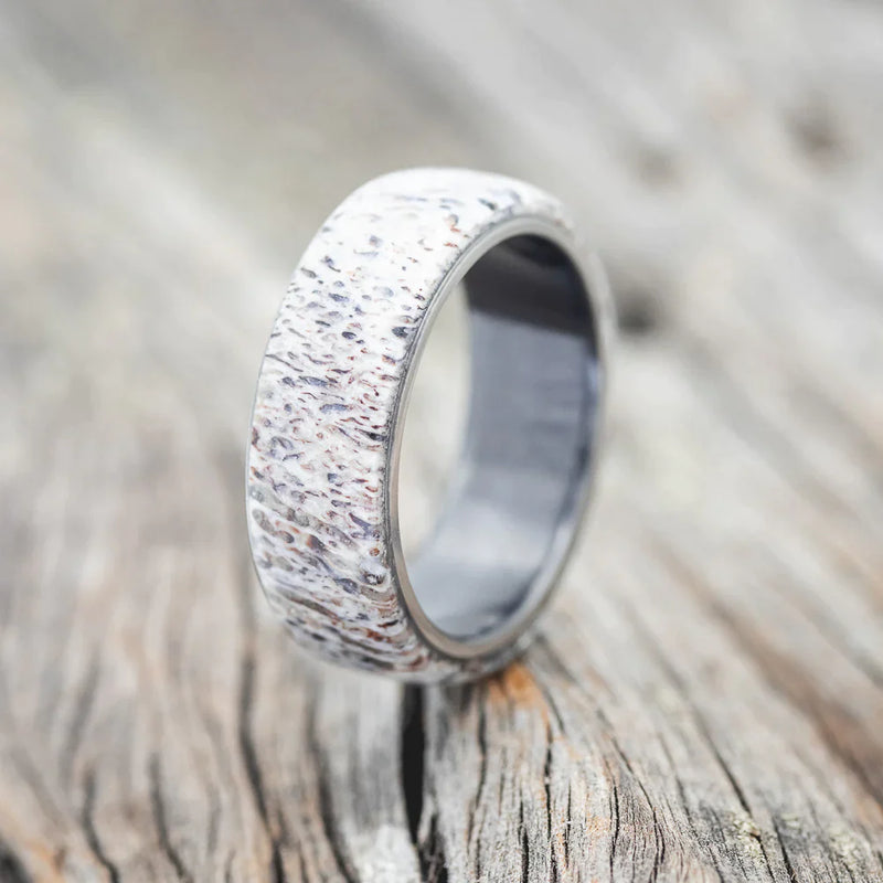 "HAVEN" - ANTLER WEDDING BAND - BLACK ZIRCONIUM - SIZE 8 1/2-1